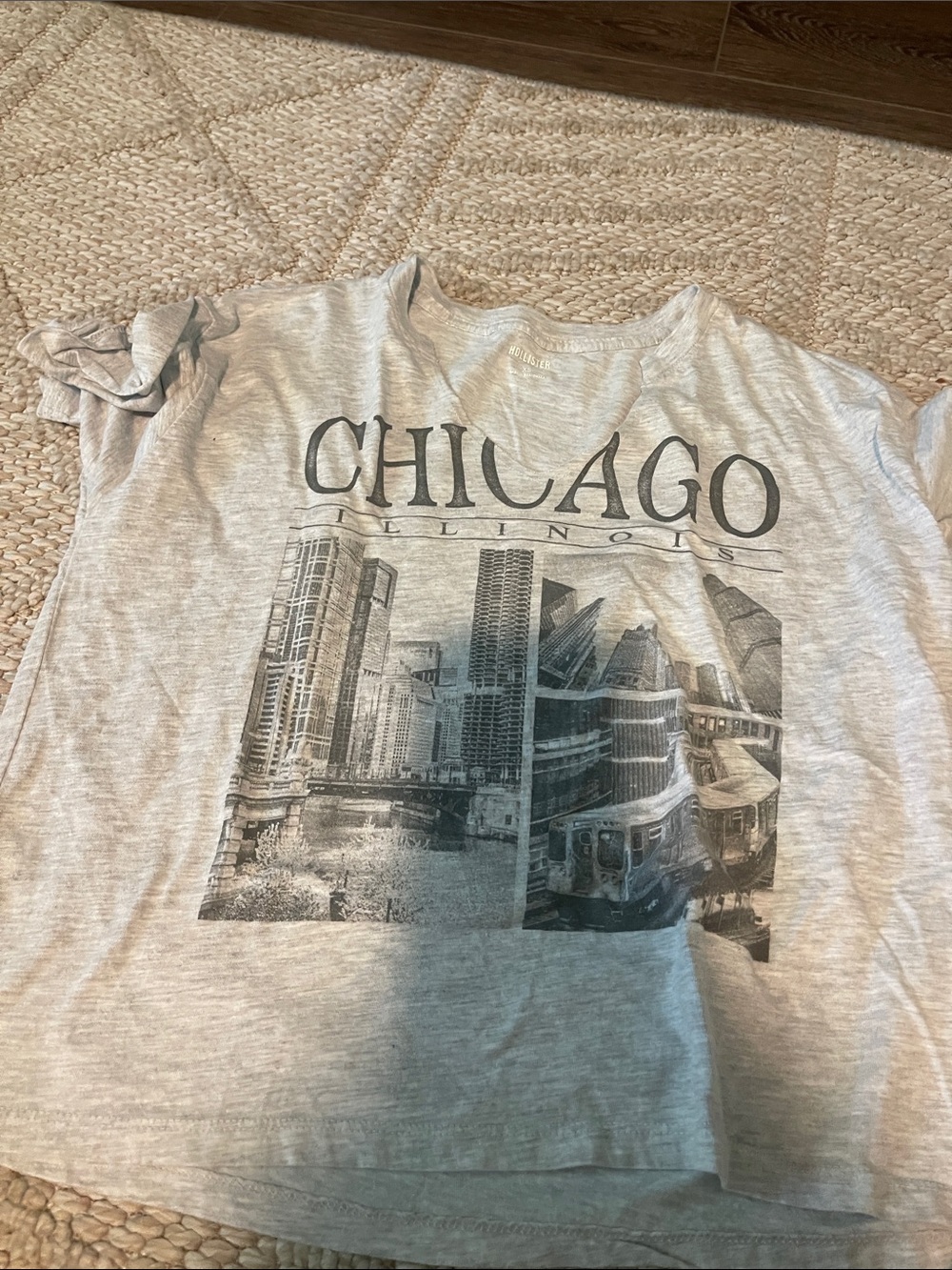 Hollister Gray Graphic Tee with Black Lettering
